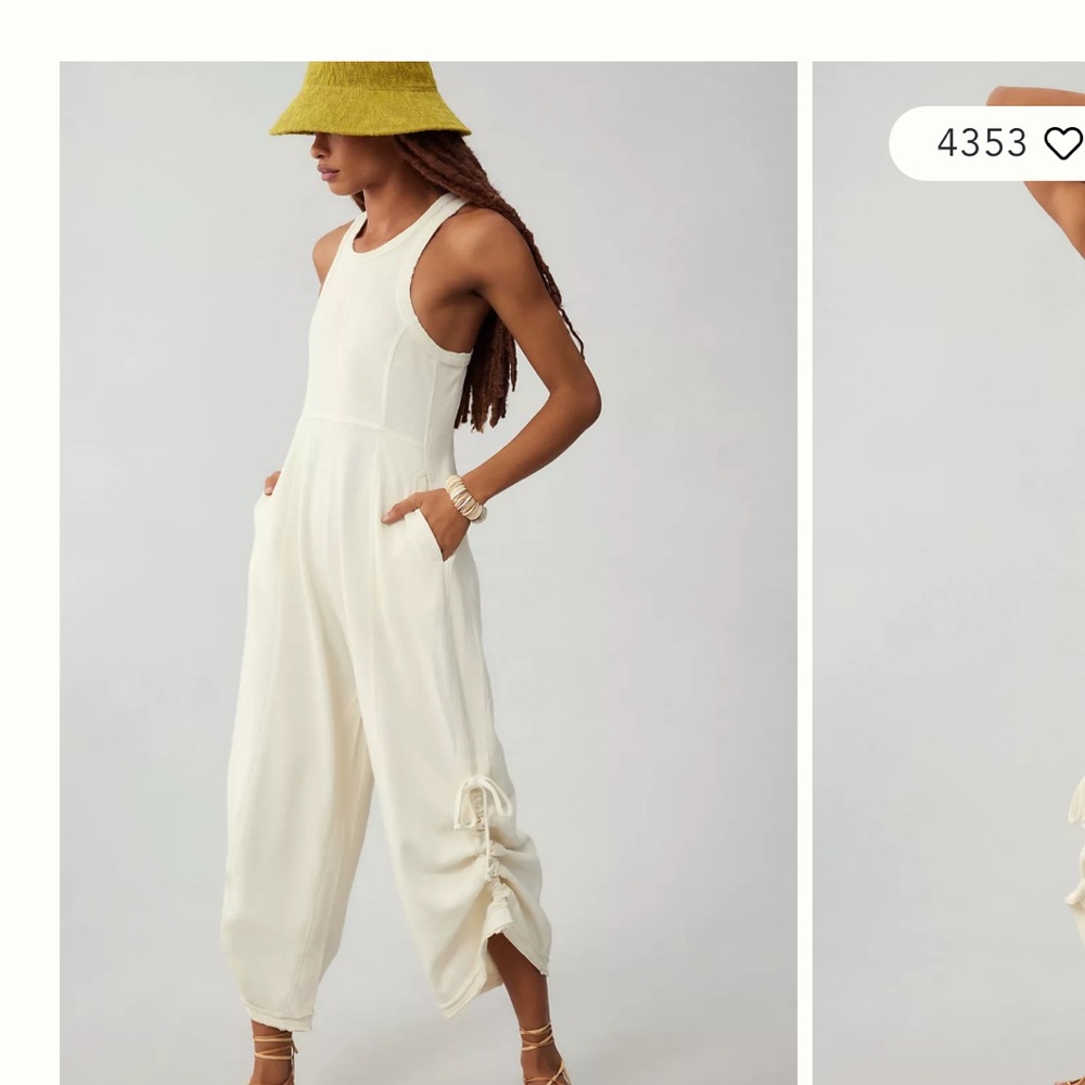 Anthropologie cream jumpsuit